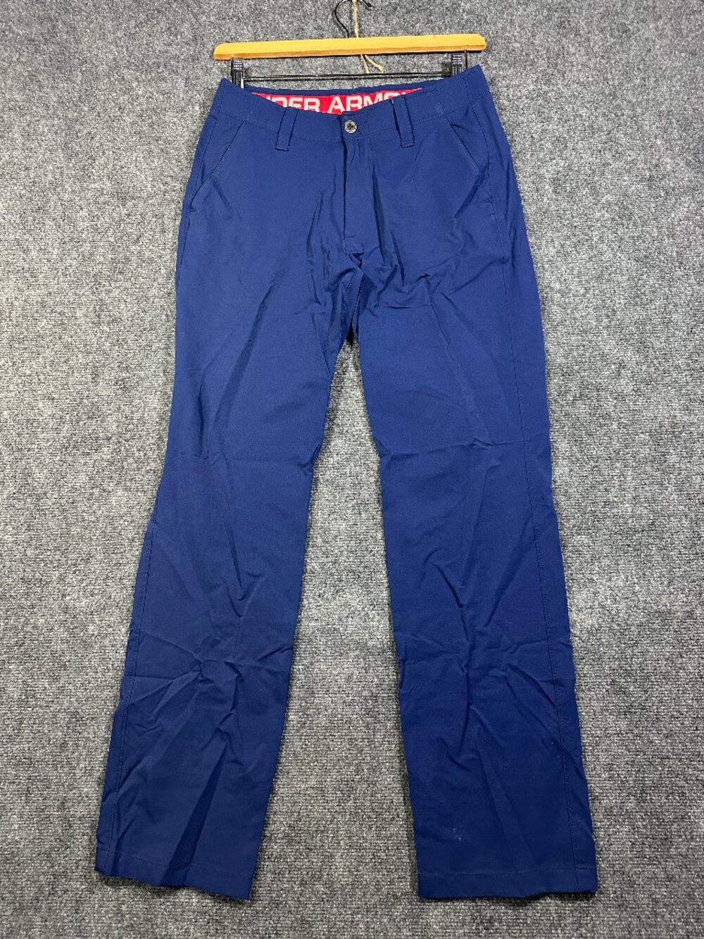 Under Armour Pants Womens 32W Blue Zip Fly Flat Front Pockets Straight Leg Golf